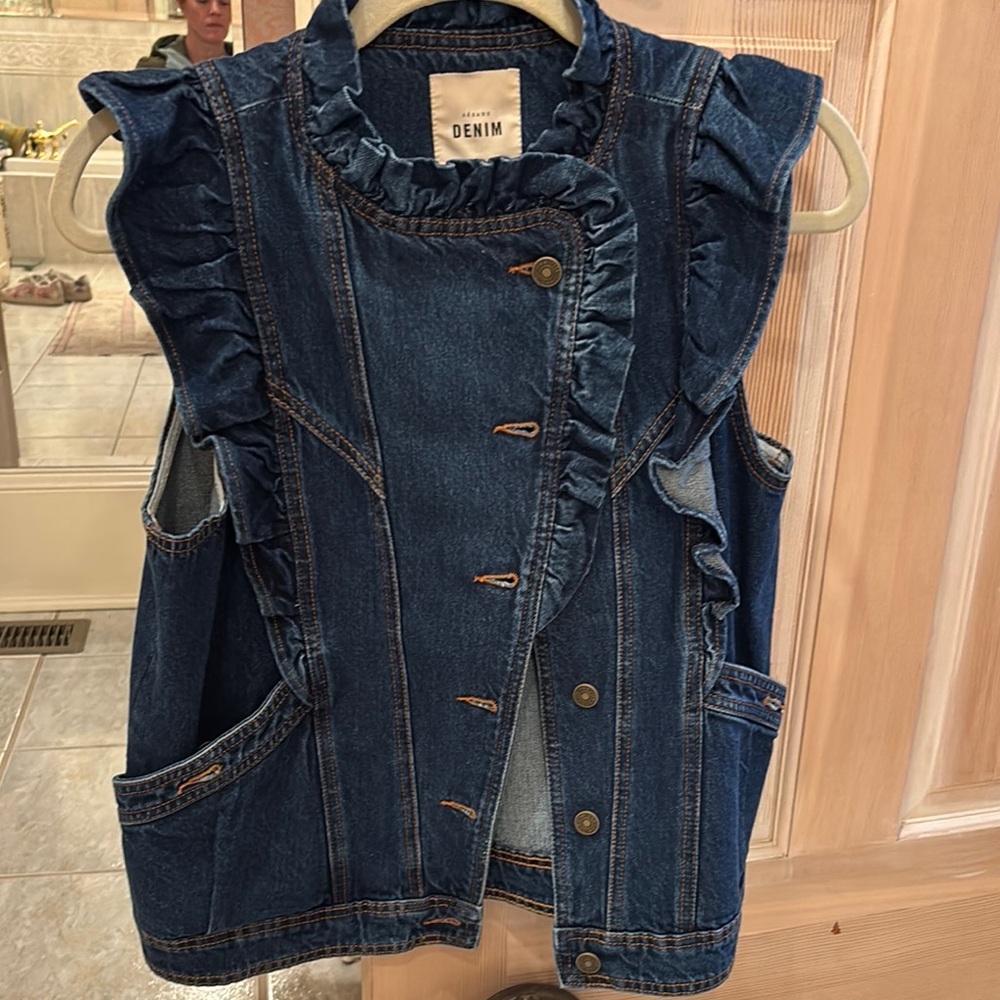 Ruffled Denim Vest